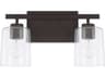 Greyson 2-Light Bronze Glass Vanity Light