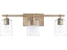 Greyson 3-Light Aged Brass Glass Vanity Light