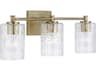 Emerson 3-Light Aged Brass Glass Vanity Light