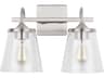 2-Light Brushed Nickel Glass Vanity Light