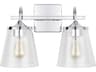 2-Light Chrome Glass Vanity Light