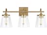 3-Light Aged Brass Glass Vanity Light