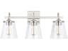 3-Light Brushed Nickel Glass Vanity Light