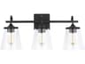 3-Light Matte Black Glass Vanity Light