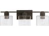 3-Light Oil Rubbed Bronze Glass Vanity Light