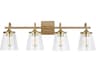 4-Light Aged Brass Glass Vanity Light