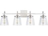 4-Light Brushed Nickel Glass Vanity Light