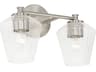 Beau 2-Light Brushed Nickel Glass Vanity Light