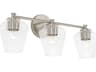 Beau 3-Light Brushed Nickel Glass Vanity Light