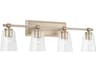 Breigh 4-Light Brushed Champagne Brass Glass Vanity Light