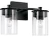 Mason 2-Light Matte Black Glass Vanity Light