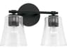 Baker 2-Light Matte Black Glass Vanity Light