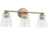Baker 3-Light Aged Brass Glass Vanity Light