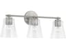 Baker 3-Light Brushed Nickel Glass Vanity Light