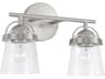 Madison 2-Light Brushed Nickel Glass Vanity Light