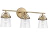 Madison 3-Light Aged Brass Glass Vanity Light