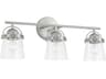 Madison 3-Light Brushed Nickel Glass Vanity Light