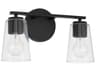 Portman 2-Light Matte Black Glass Vanity Light