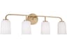 Lawson 4-Light Aged Brass Glass Vanity Light