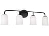 Lawson 4-Light Matte Black Glass Vanity Light