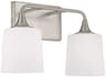 Presley 2-Light Brushed Nickel Glass Vanity Light