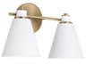 Bradley 2-Light Aged Brass White Vanity Light
