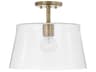 Baker 1-Light Aged Brass Glass Empire Pendant