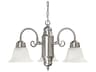 3-Light Matte Nickel Glass Bell Chandelier