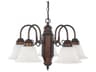 5-Light Burnished Bronze Glass Bell Chandelier
