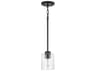 Greyson 1-Light Matte Black Glass Cylinder Mini Pendant
