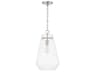 1-Light Brushed Nickel Glass Mini Pendant