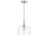 Carter 1-Light Brushed Nickel Glass Drum Mini Pendant
