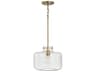 Brighton 1-Light Aged Brass Glass Drum Mini Pendant