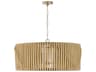 Archer 6-light Blonde Wood And Matte Brass Geometric Round Pendant