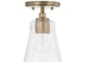 Baker 1-Light Aged Brass Glass Mini Pendant