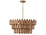 Ravi 4-Light Light Wood Patinaed Brass Brown Tiered Pendant