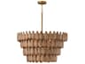 Ravi 4-Light Light Wood Patinaed Brass Tiered Pendant