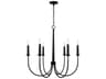 Amara 6-Light Matte Black With Brass Candelabra Chandelier