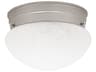 2-Light Matte Nickel Glass Bowl Flush Mount