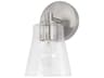 Baker 1-Light Brushed Nickel Glass Wall Sconce