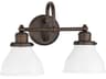 Baxter 2-Light Burnished Bronze Glass Vanity Light
