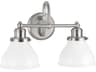 Baxter 2-Light Brushed Nickel Glass Vanity Light