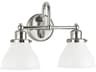 Baxter 2-Light Polished Nickel Glass Vanity Light
