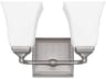 2-Light Brushed Nickel Glass Vanity Light