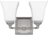 2-Light Polished Nickel Glass Vanity Light