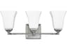 3-Light Polished Nickel Glass Vanity Light