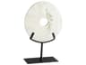 White Disk on Stand Sculpture