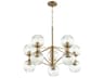 10-Light Aged Brass Glass Globe Chandelier