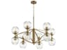 12-Light Aged Brass Glass Globe Chandelier