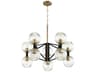 10-Light Noir Aged Brass Black Glass Globe Chandelier